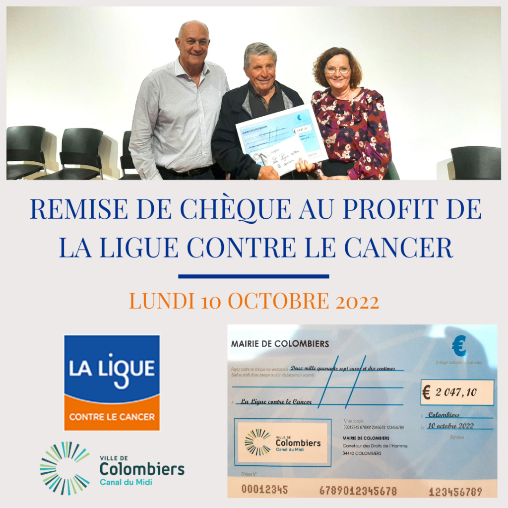 Remise De Chèque Au Profit De La Ligue Contre Le Cancer